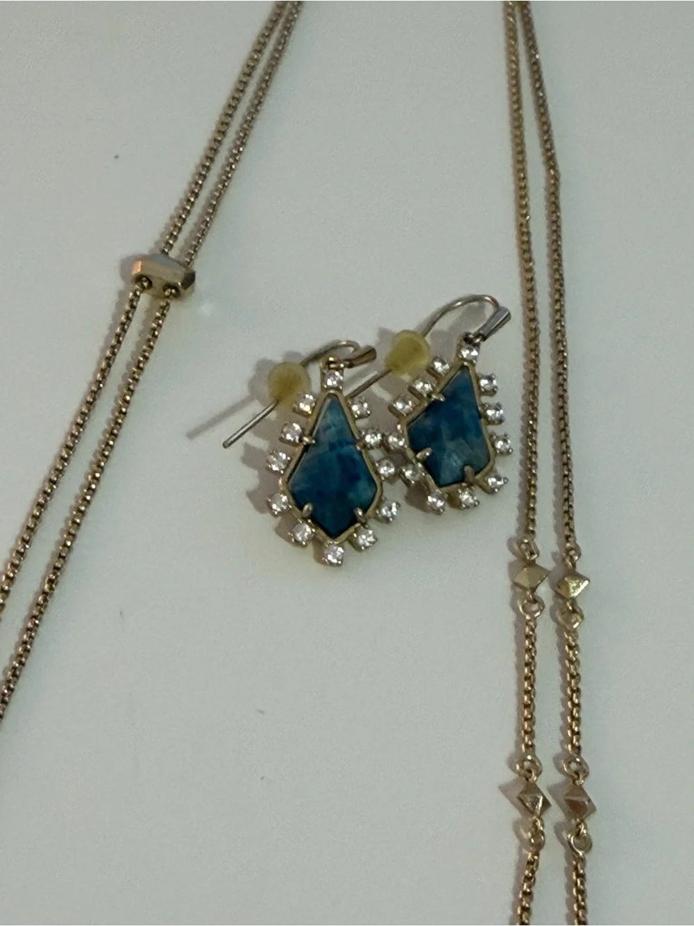 Kendra Scott Blue Stone Necklace & Matching Earrings Set | Gold Tone | SET